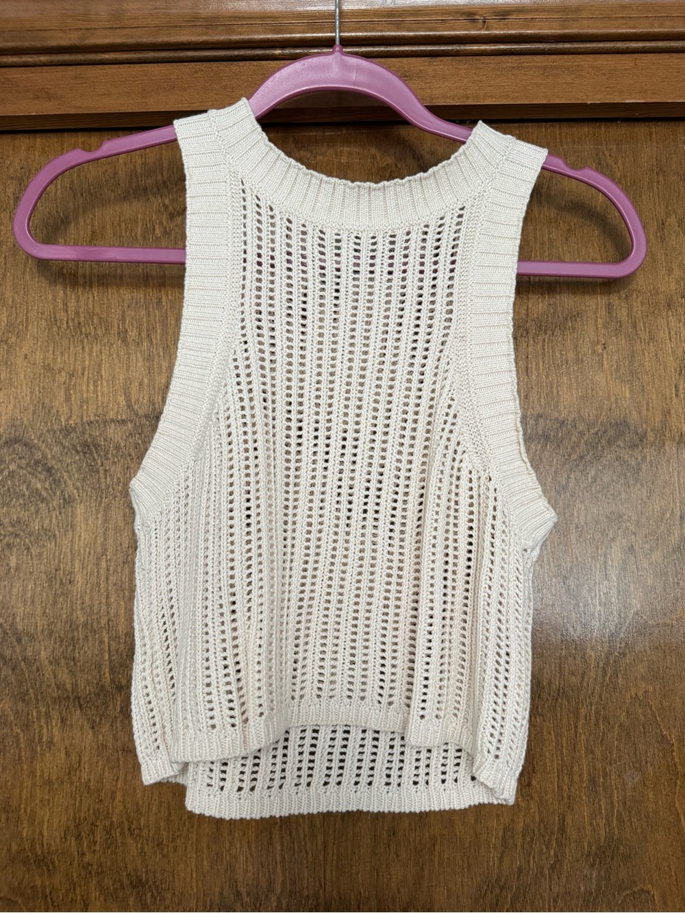 Urban Outfitters Cream Open-Weave Sleeveless Tank